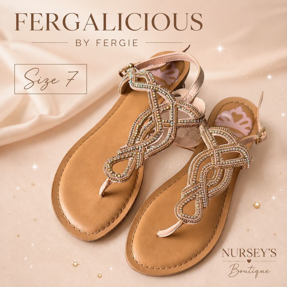Fergalicious by Fergie Supra Rhinestone Sandals Blush Size 7 Jeweled